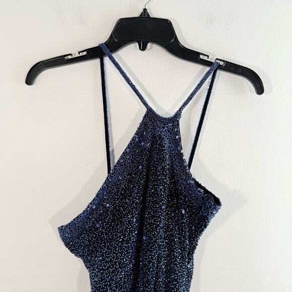 Vintage Scala Y2K Blue Beaded One Shoulder Asymmetrical Fairycore Dress Medium - Picture 7 of 14